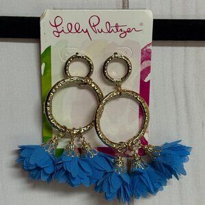 Lilly Pulitzer Cascading Petals Hoop Earrings Coastal Blue NWT
